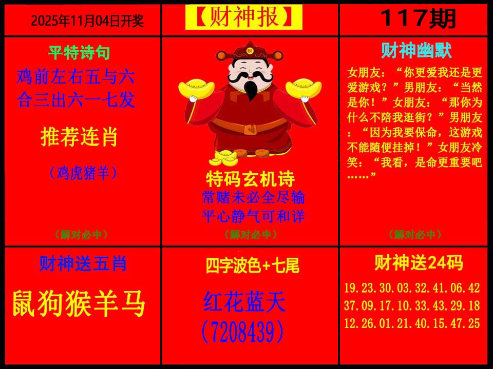 六合彩117期财神报