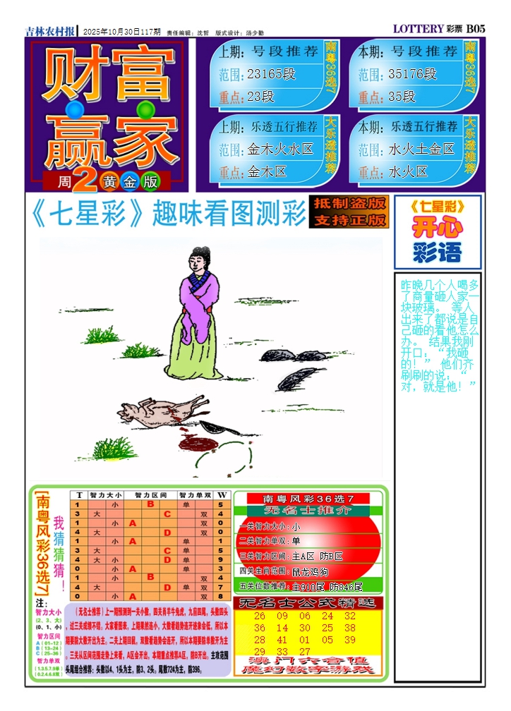 六合彩117期七星彩图(高清)A