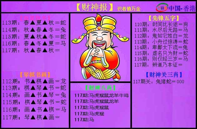 六合彩117期紫财神
