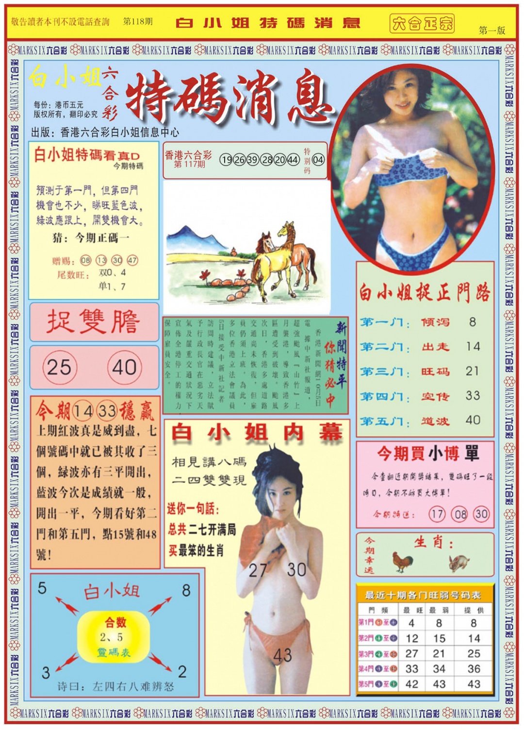 六合彩118期白小姐特码消息A