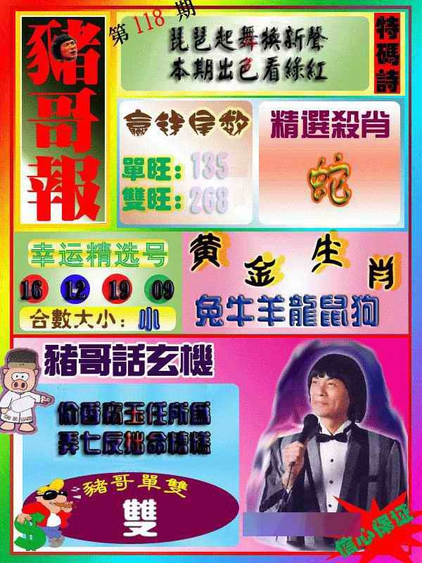 六合彩118期猪哥报