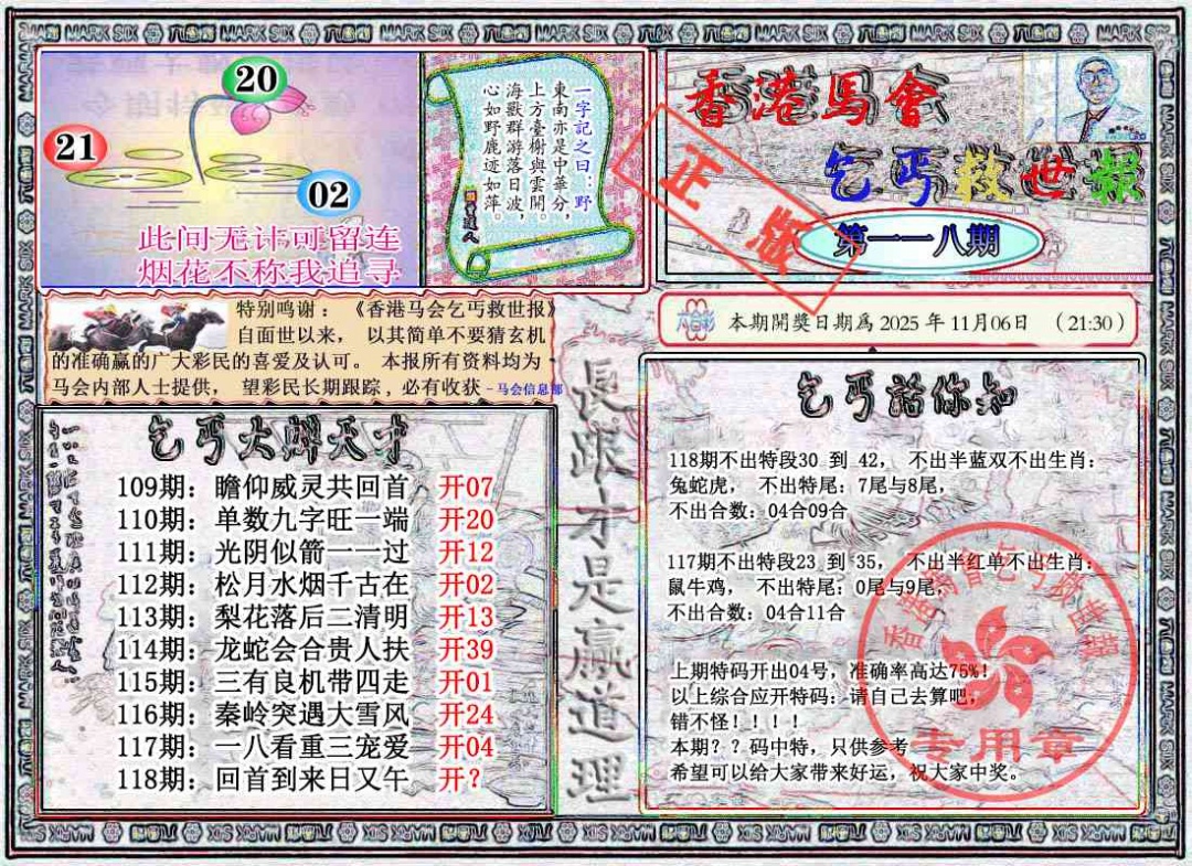 六合彩118期乞丐救世报