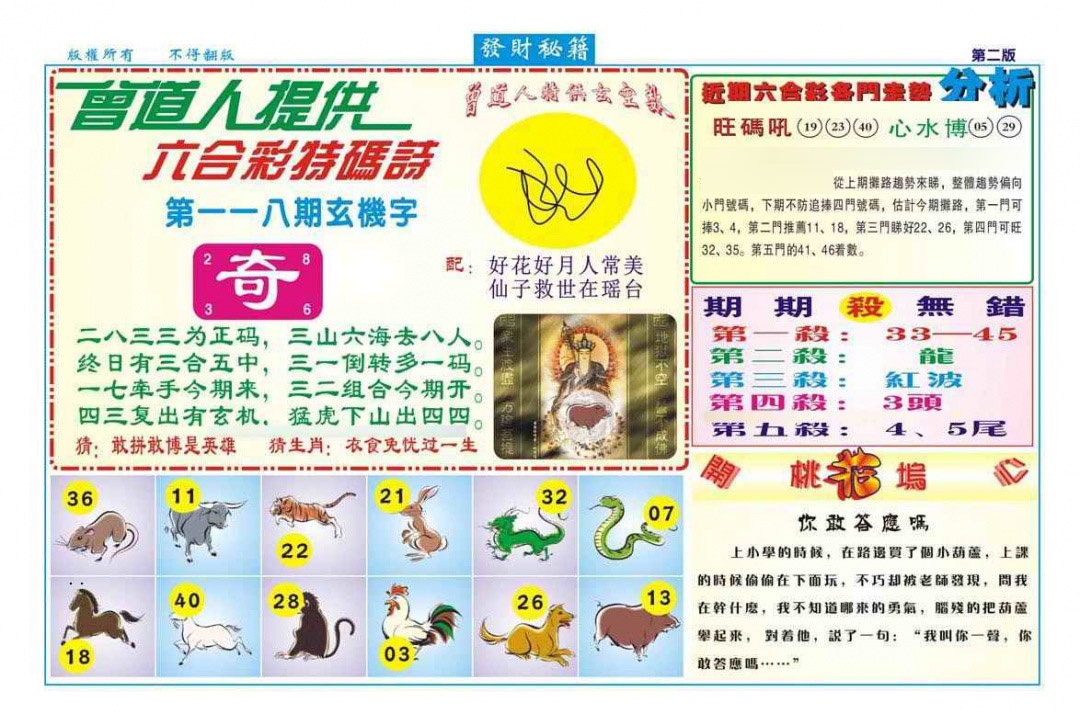 六合彩118期发财秘籍B（新图）