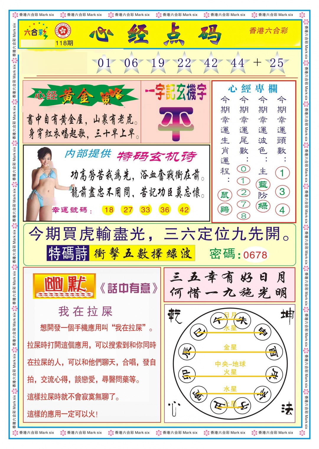 六合彩118期心经点码b（新图）