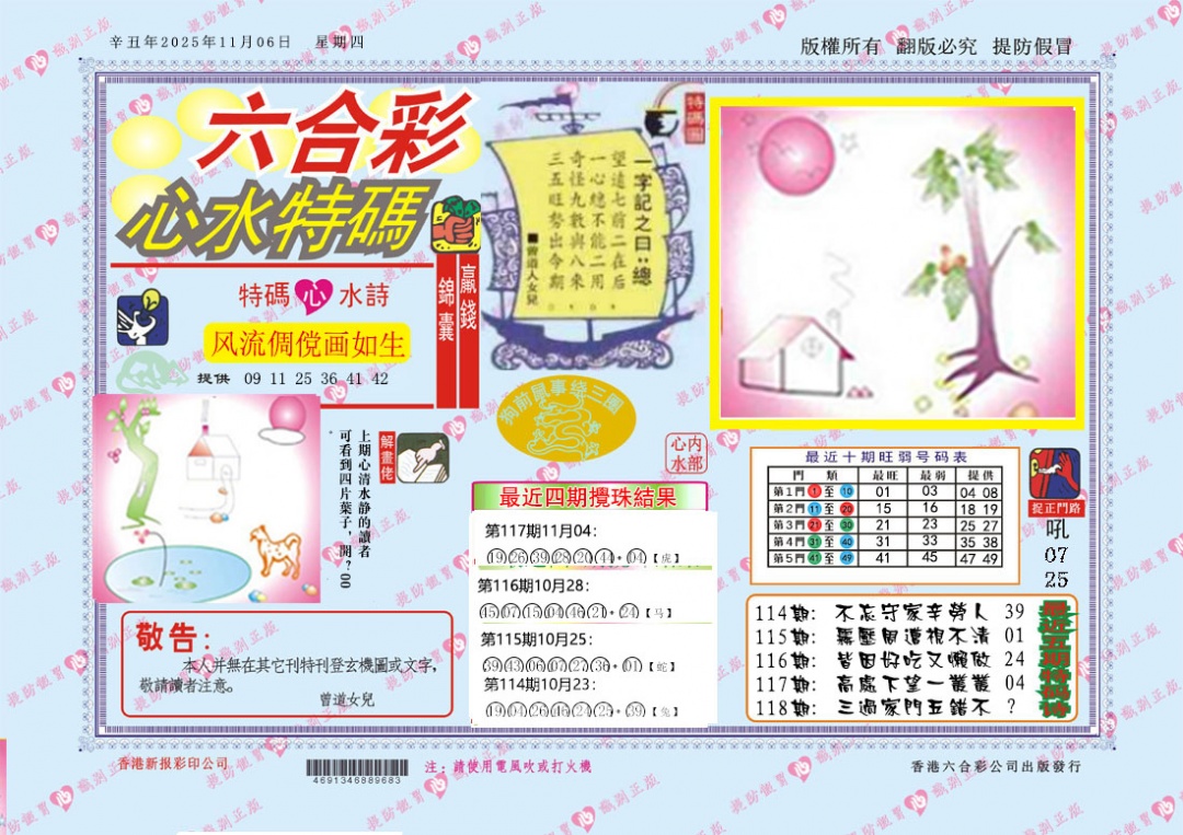 六合彩118期心水特码