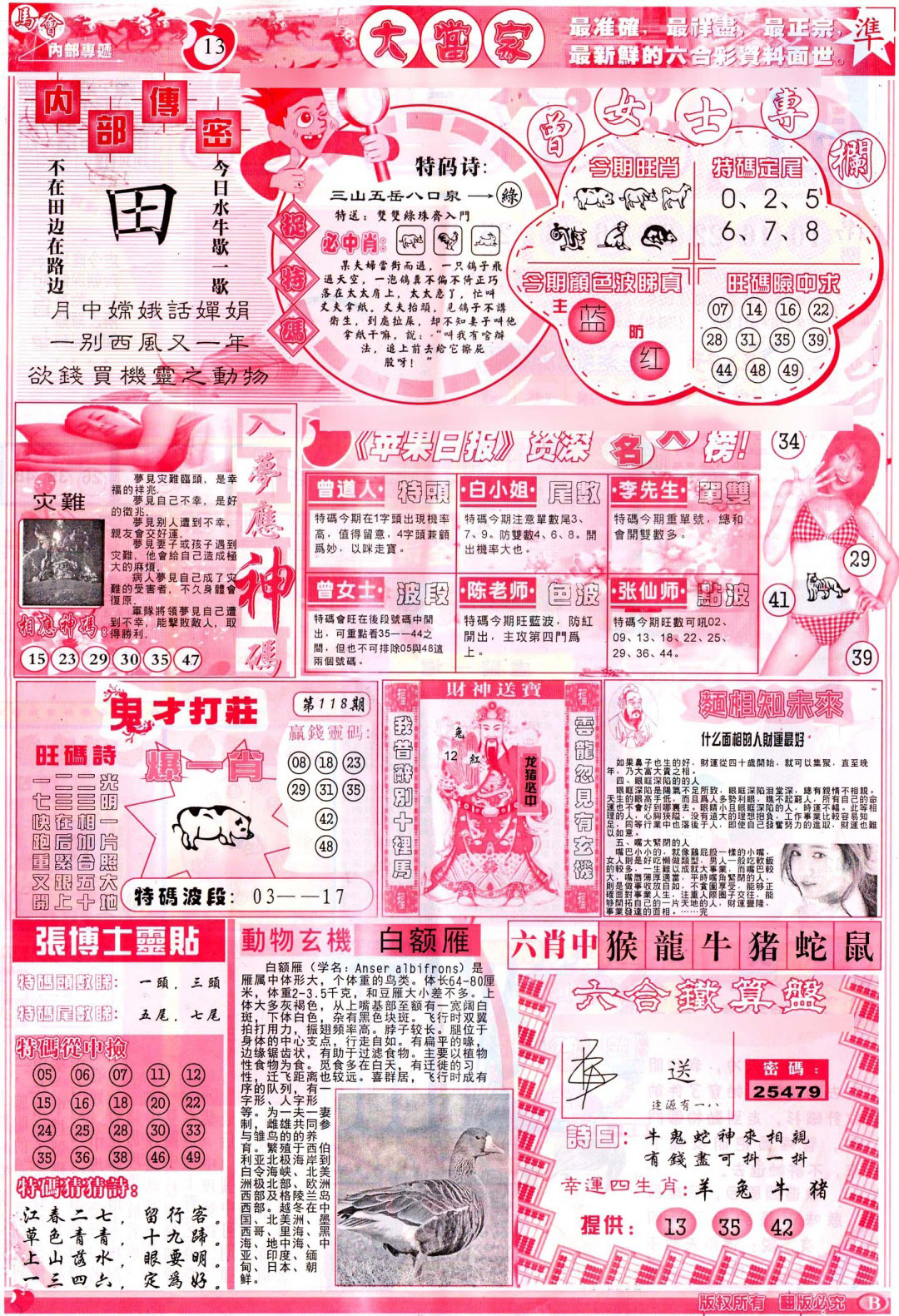 六合彩118期彩卷后庄B(保证香港版)