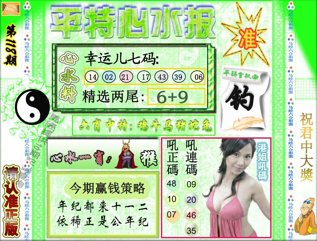 六合彩118期平特心水报（荐）