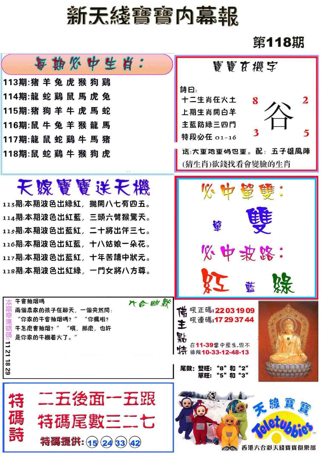 六合彩118期新天线宝宝(彩)