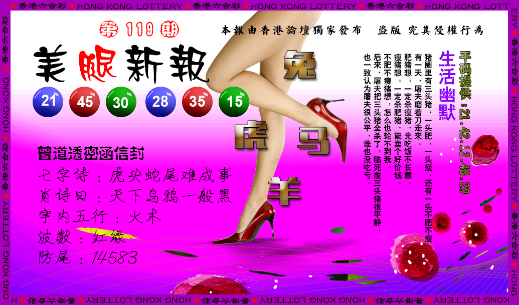 六合彩119期美腿新报