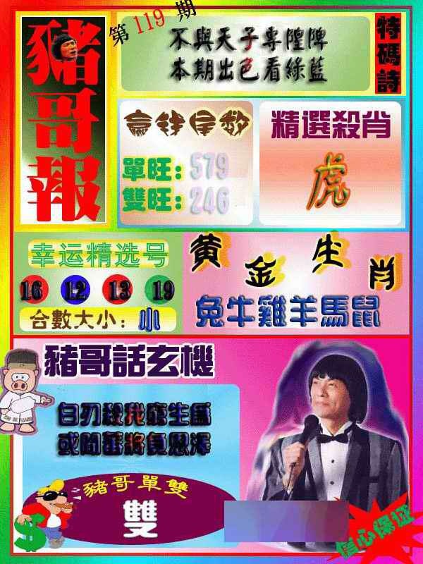六合彩119期猪哥报