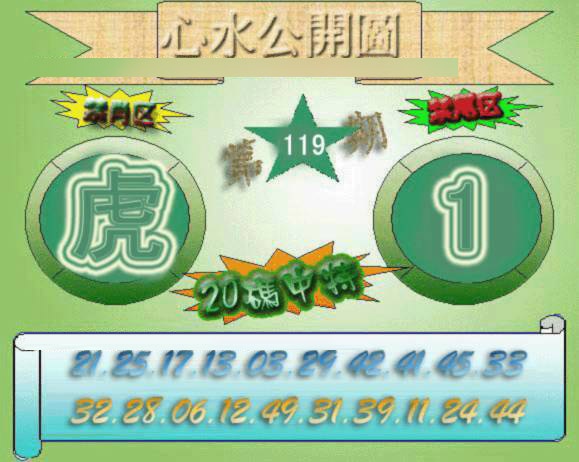 六合彩119期心水公开图