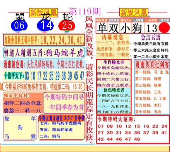 六合彩119期二代凤凰报