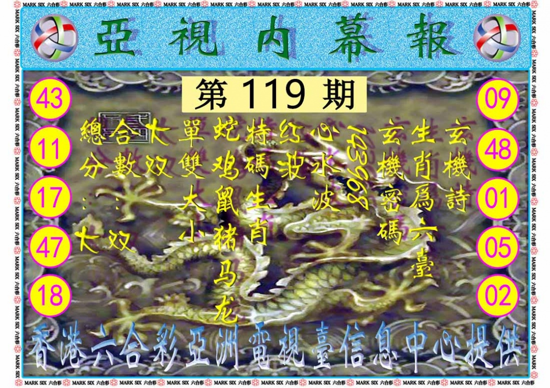 六合彩119期亚视内幕报