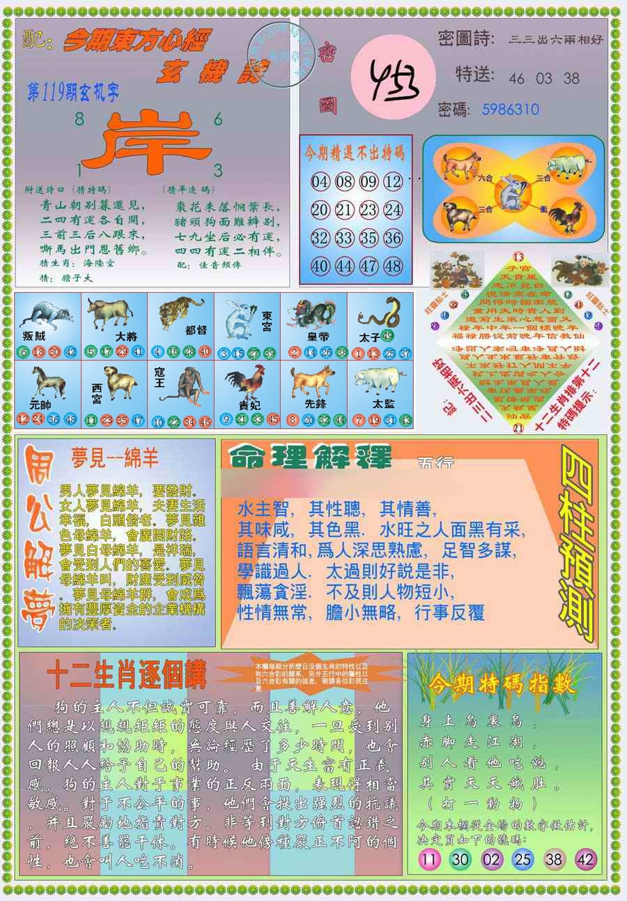 六合彩119期(新版)东方心经B