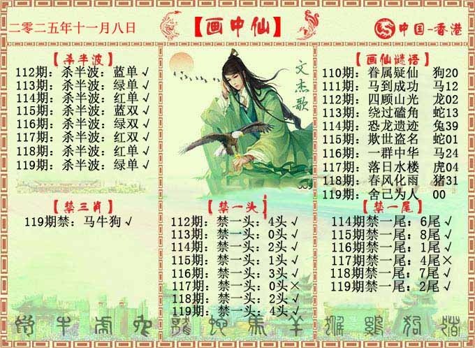 六合彩119期画中仙报
