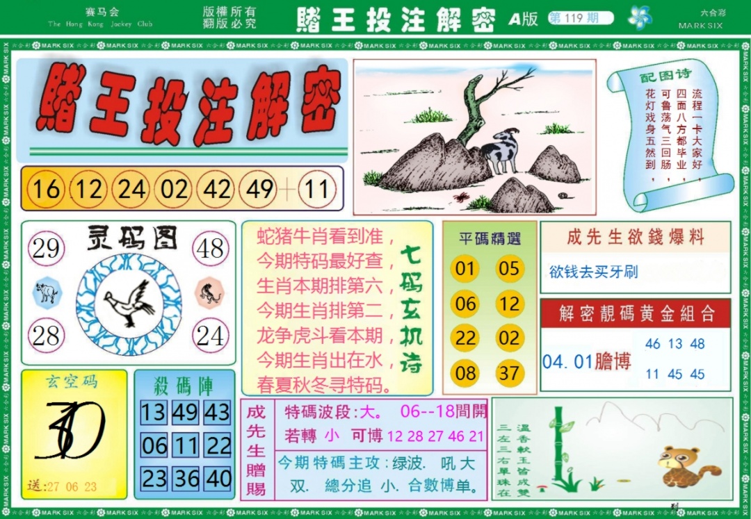 六合彩119期赌王投注解密记录