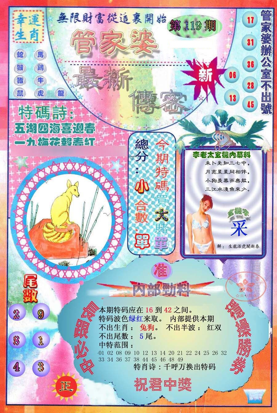 六合彩119期管家婆新传密