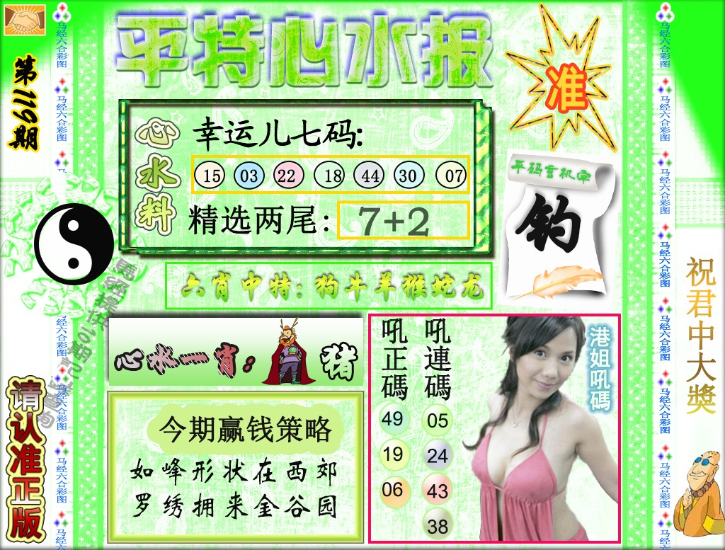 六合彩119期平特心水报（荐）