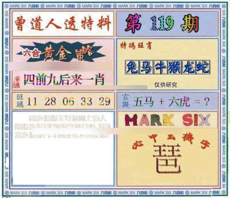 六合彩119期曾道人透特