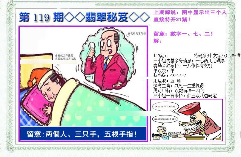 六合彩119期另翡翠秘笈(信封)