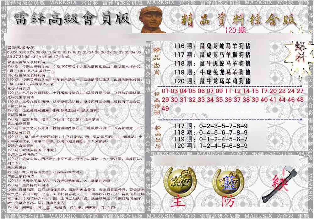 六合彩120期雷锋资料综合版
