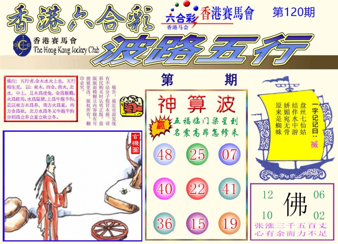 六合彩120期波路五行