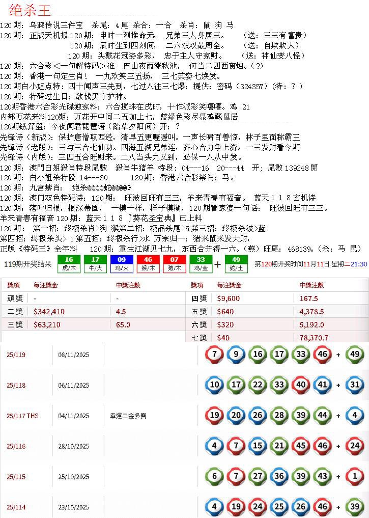 六合彩120期蓝天报B