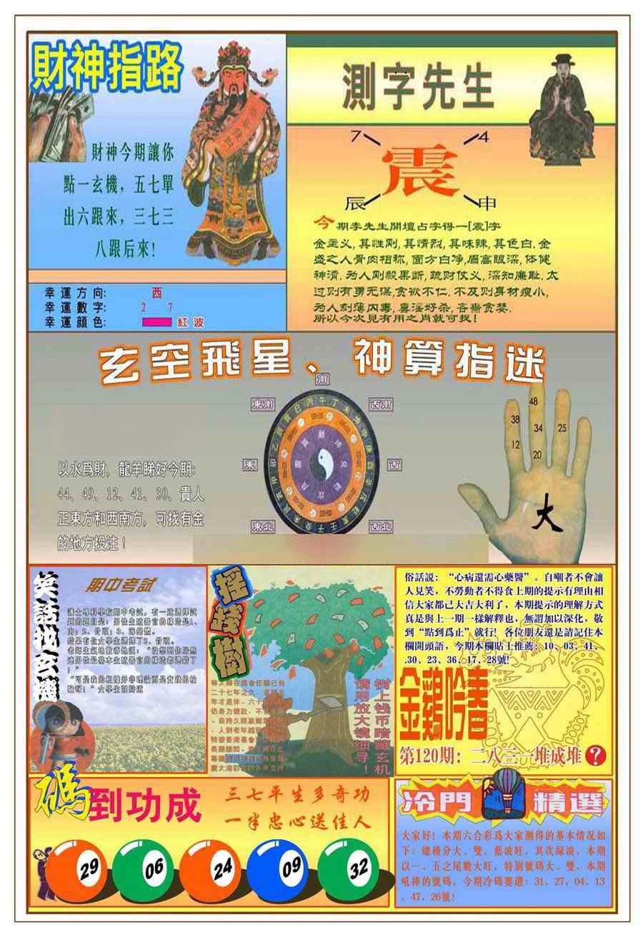 六合彩120期(新版)四柱预测B