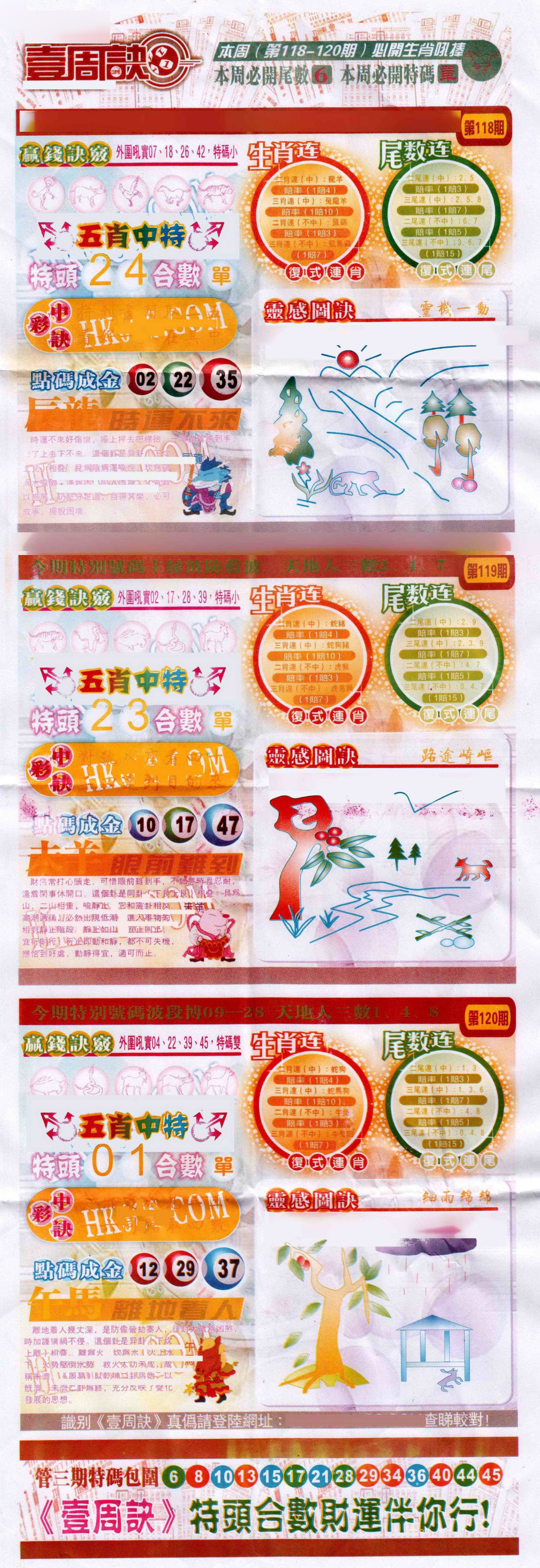 六合彩120期一周决