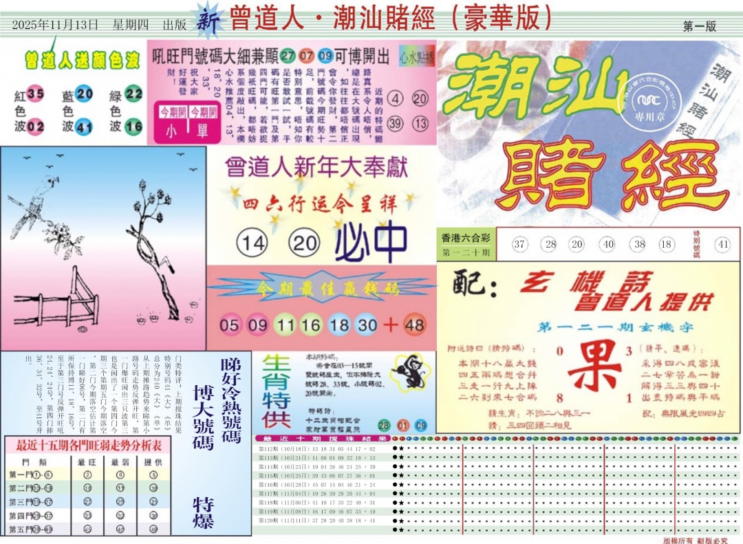 六合彩121期中版潮汕A