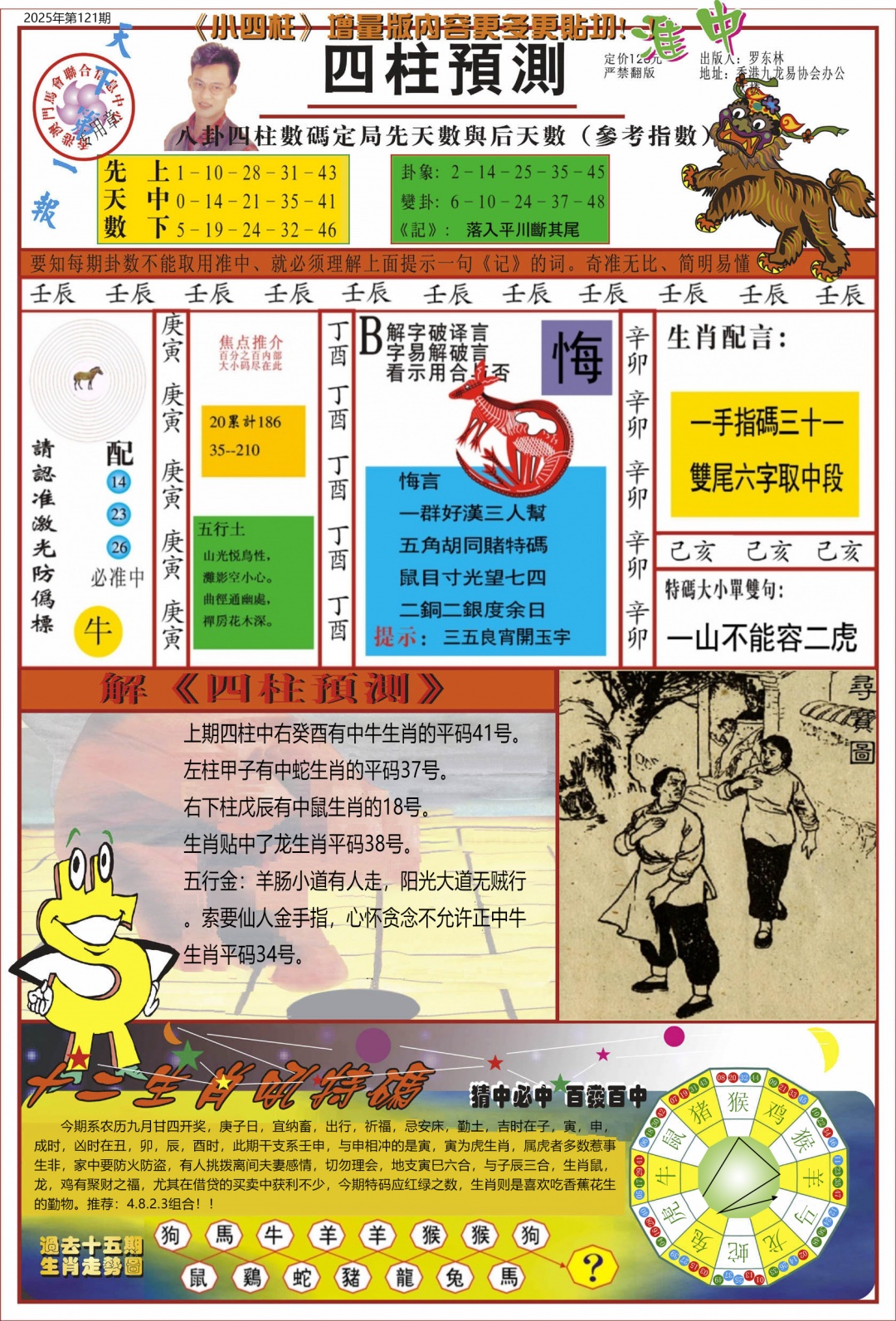 六合彩121期中四柱预测A