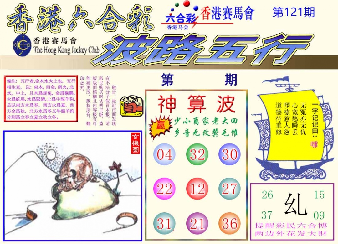 六合彩121期波路五行