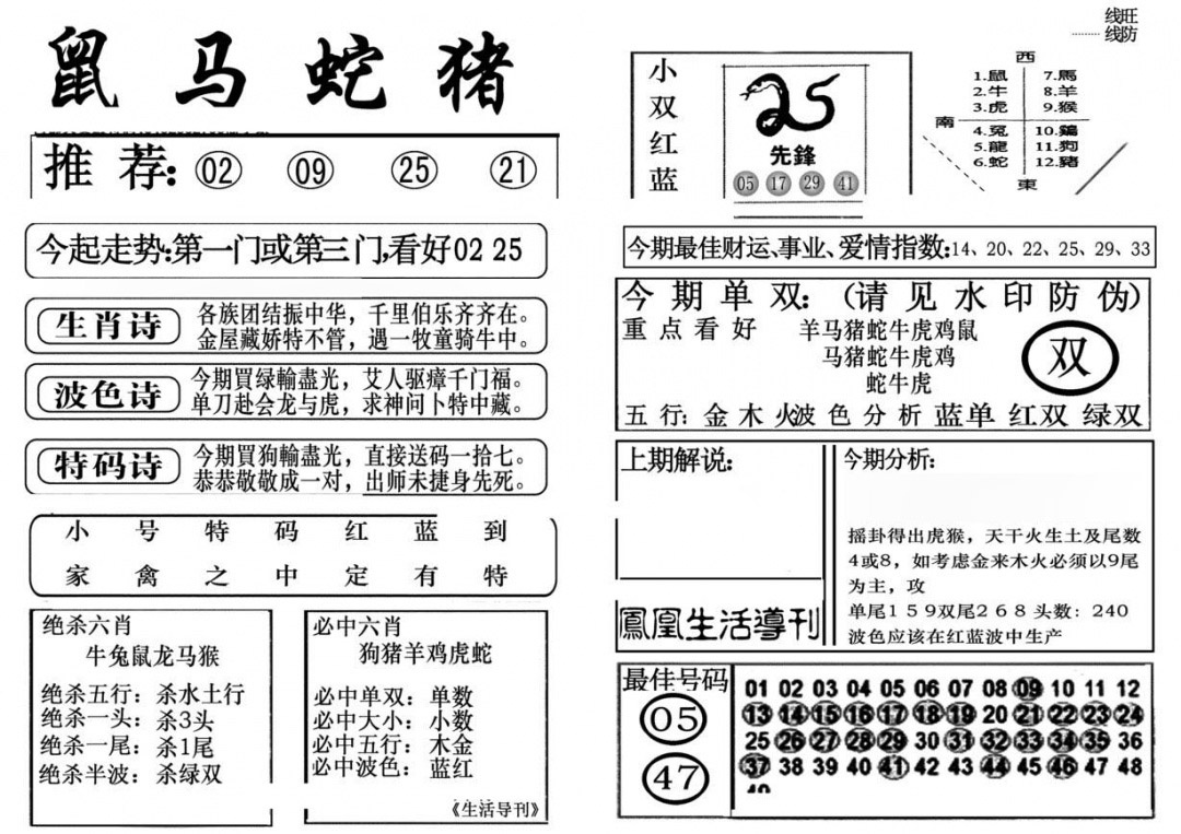 六合彩121期生活快报(新料)