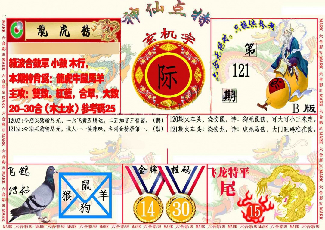 六合彩121期神仙点特B