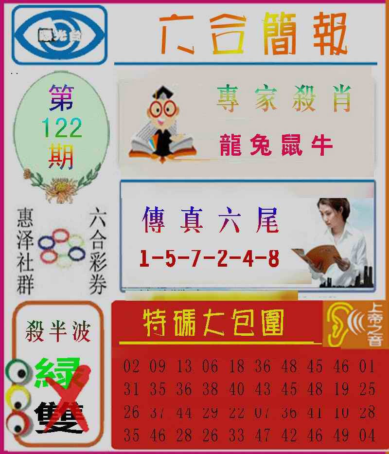 六合彩122期六合简报