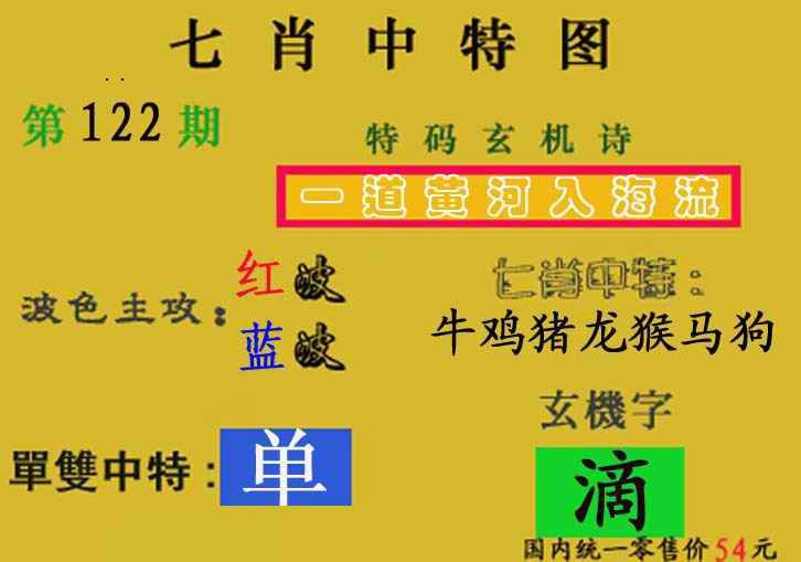 六合彩122期七肖中特(新图)