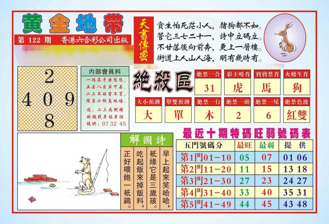 六合彩122期香港黄金地带(新图)