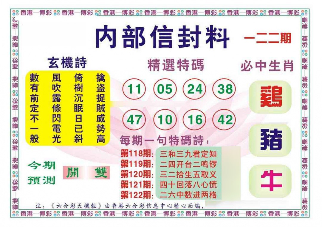 六合彩122期内部信封料（新图）