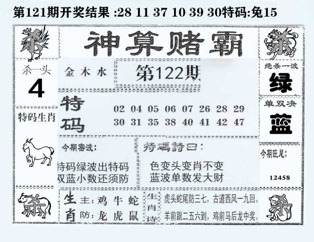 六合彩122期神算赌霸
