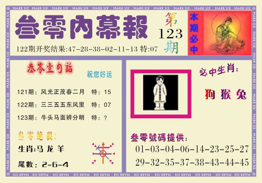 六合彩123期叁零内幕报