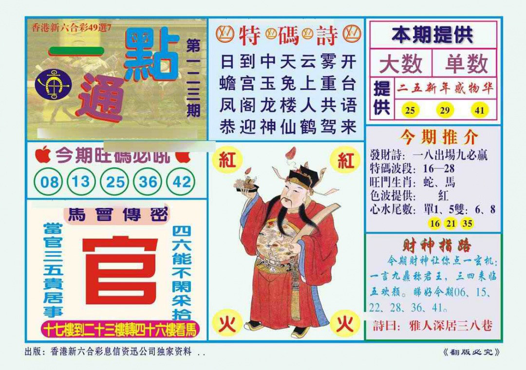 六合彩123期一点通（新图）