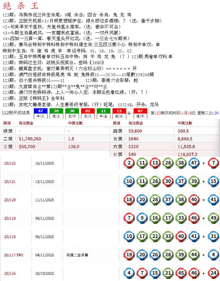 六合彩123期蓝天报B