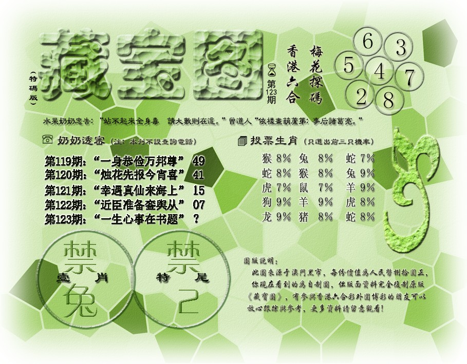 六合彩123期藏宝图(最老版)