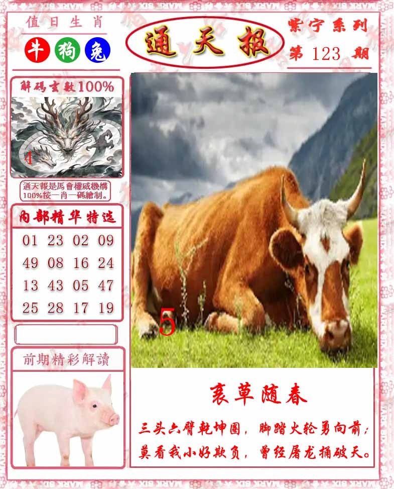 六合彩123期救通报