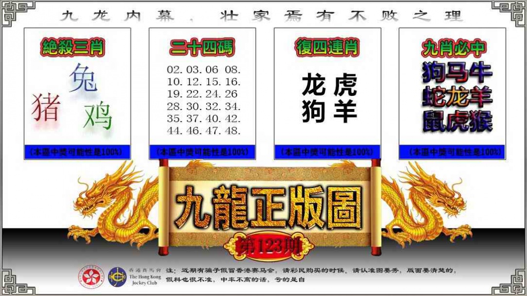 六合彩123期九龙正版图