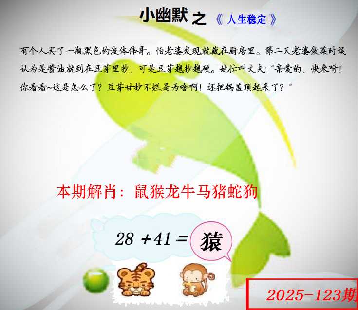 六合彩123期幽默玄机