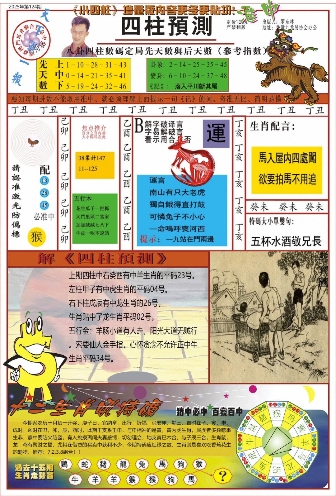 六合彩124期中四柱预测A