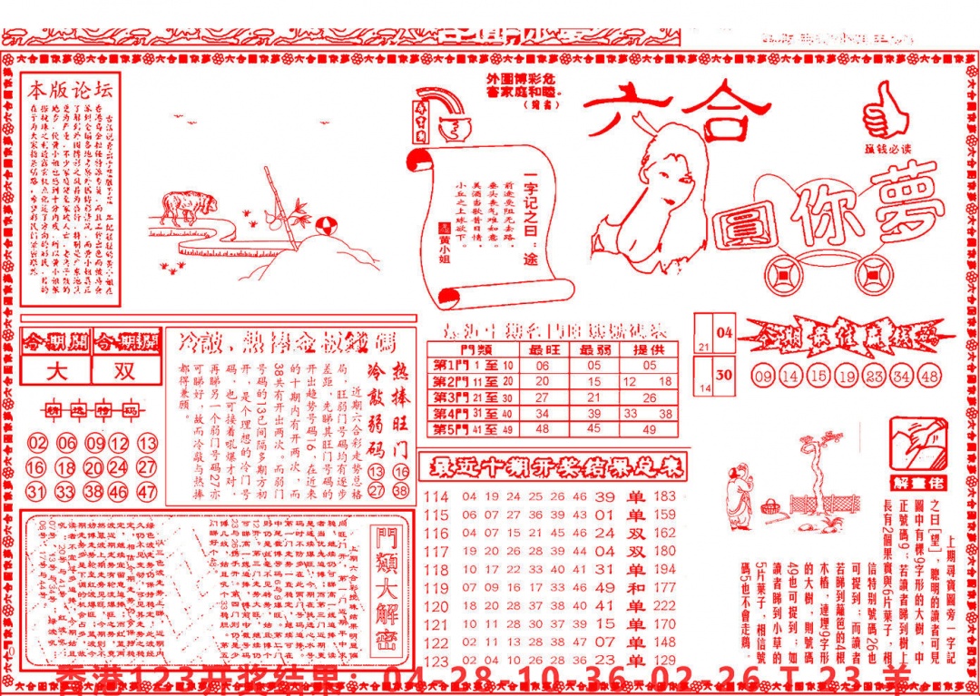 六合彩124期六合圆你梦A