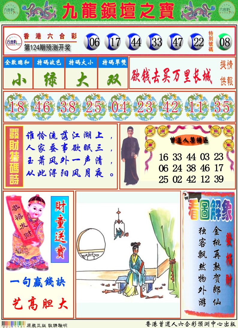 六合彩124期九龙挂牌解特码A