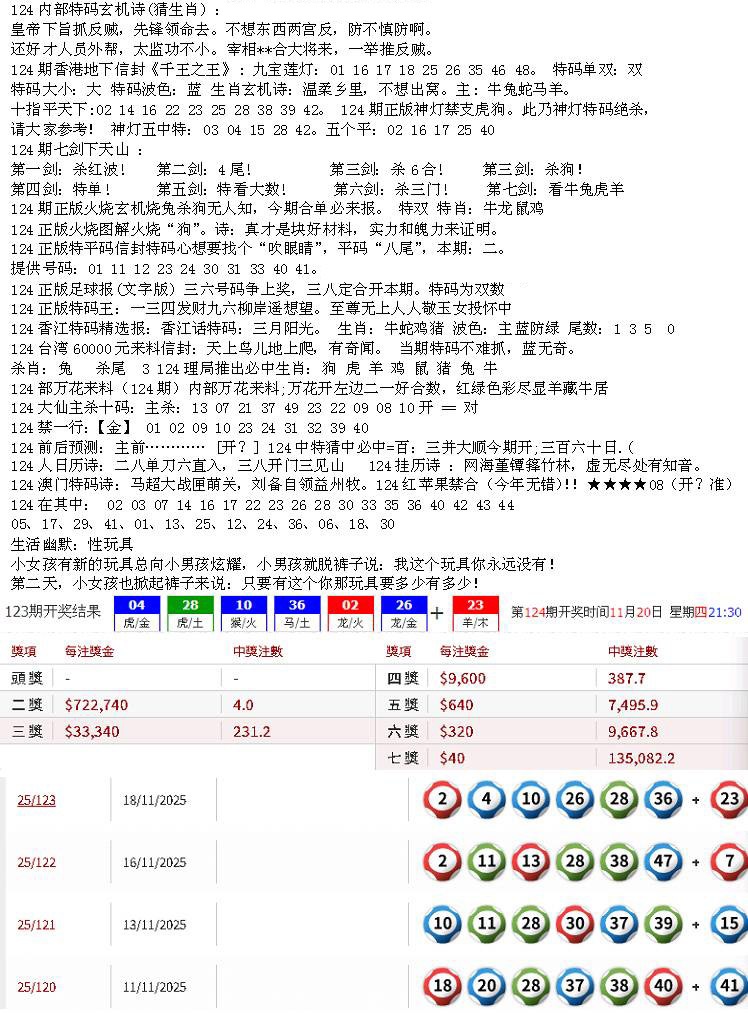 六合彩124期五星报B